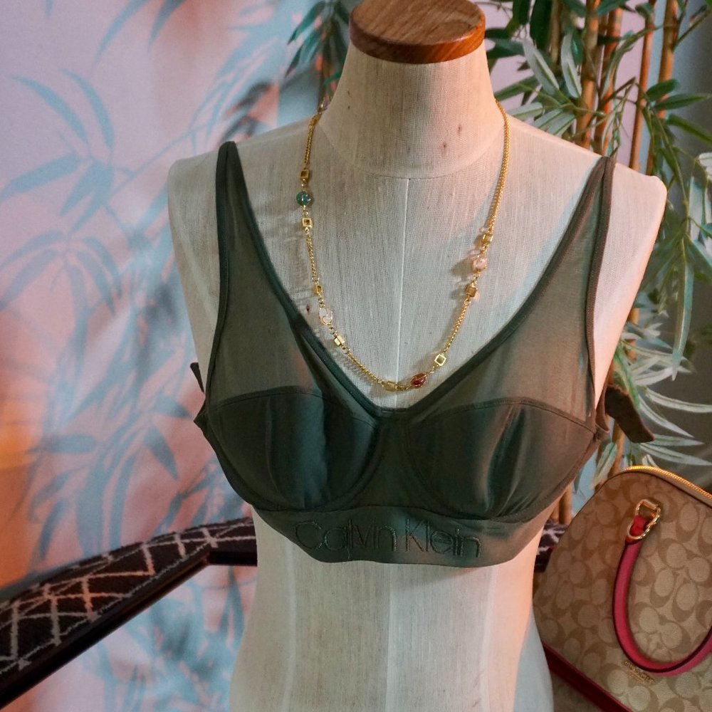 CALVIN KLEIN BRA , COLOR DARK GREEN, SIZE 32C (PREOWNED)